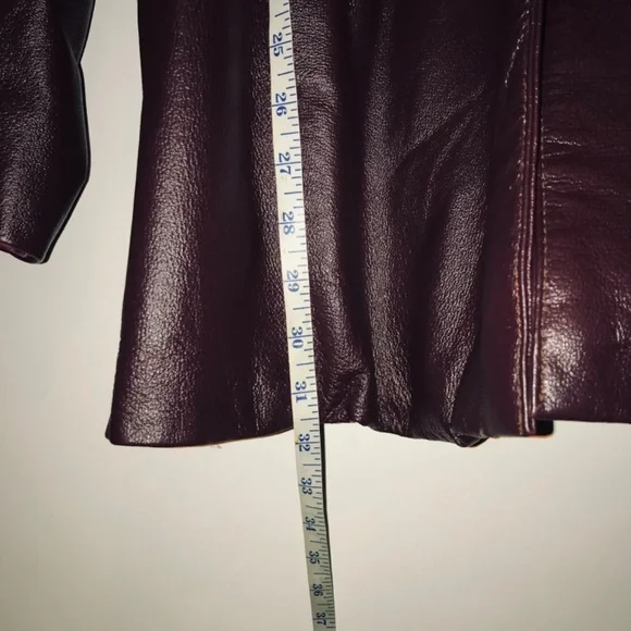 Vintage 90s Women Oscar Piel Dark Burgundy Genuine 100% Leather Jacket Coat 2XL - Picture 11 of 13